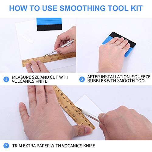 GISSVOGEEK Car Window Film Tinting Tools, Vinyl Wrap Kit, Precut/Auto Window Tint Tool Kit, Window Tint Installation Kit, Wallpaper Smoothing Tool with Felt Squeegee & Craft Knife