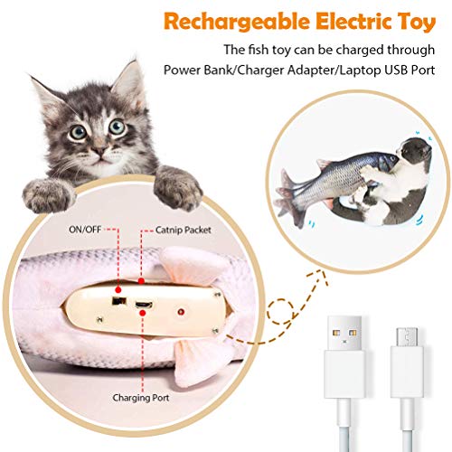 WONDAY Floppy Fish Cat Toy, 2 Pack Interactive Cat ToyRealistic Plush