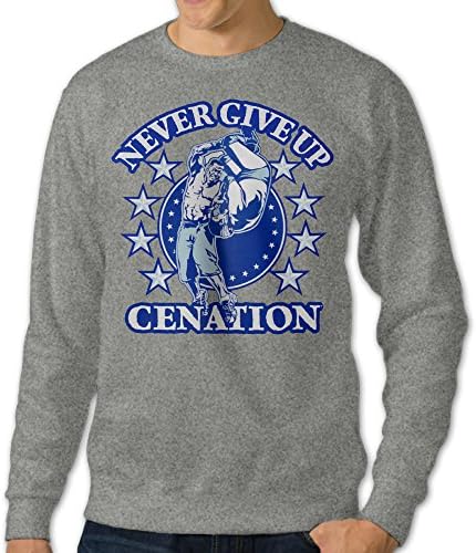PPAP Men's John Cena Never Give Up Cenation Crew - Neck Pullover Long Sleeve Sweatshirt Ash Size XXL