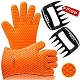 Barbecue Gloves & Pulled Pork Claws Set - Silicone Heat Resistant Grilling Accessories & Home Kitchen Tools For Your Indoor & Outdoor Cooking Needs - Use as BBQ Meat Turner or Oven Mitts