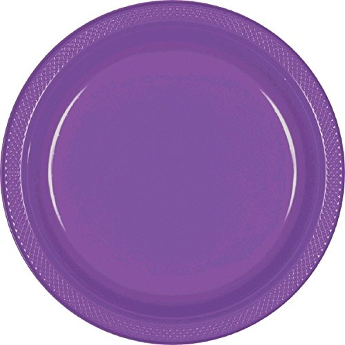 Amscan Party Ready Reusable Round Dessert Plates (20 Piece), Purple, 7 x 7