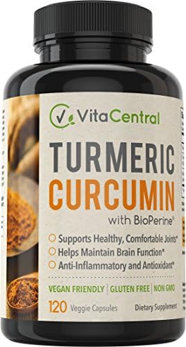 VitaCentral Turmeric Curcumin with BioPerine - 120 Veg-capsules. Most Potent, Non-GMO Formula with 95% Curcuminoids, Black Pepper Extract for Highest Absorption