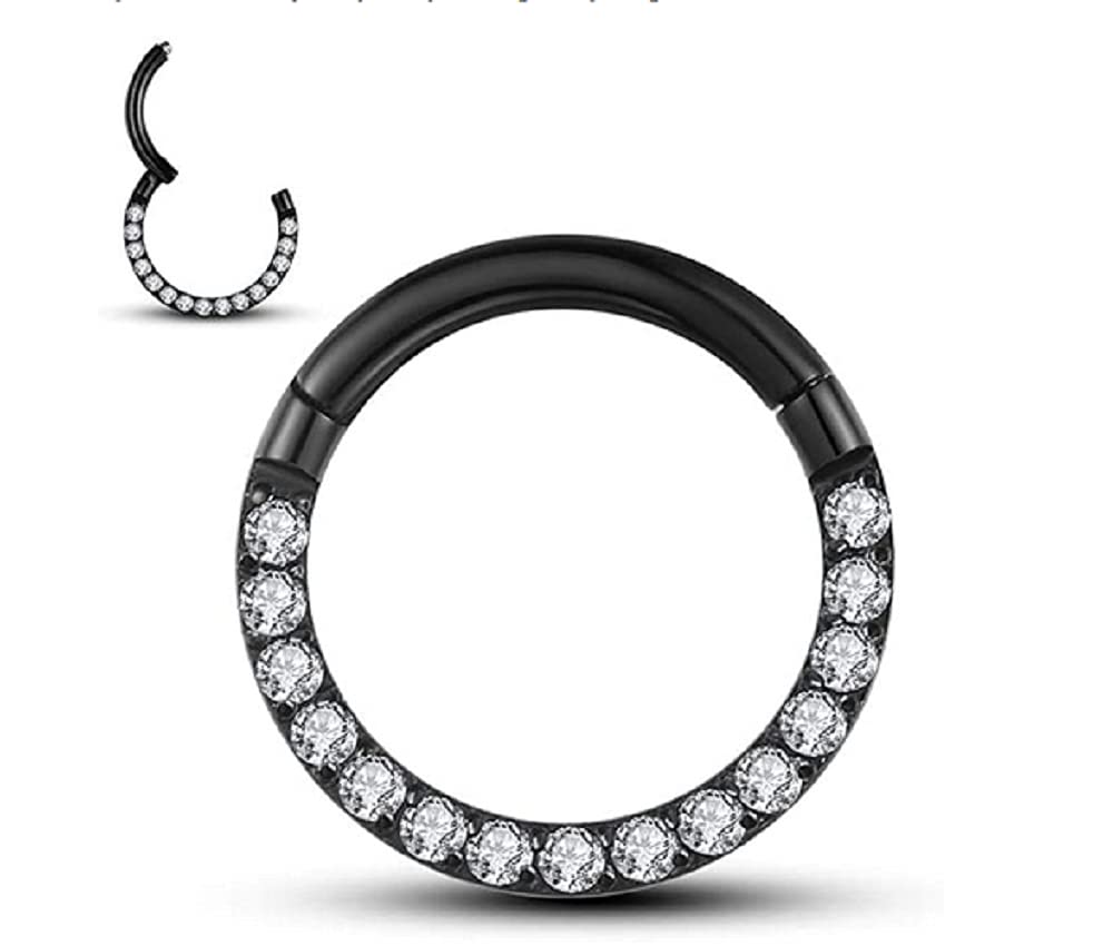 AVNIS Helix Piercing Jewelry for Women – Stainless Steel Clear CZ Stone Nose Ring Hoop – 16G Tragus Earring – Elegant and Modern Nose Rings