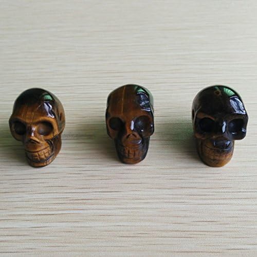 Natural Tiger Eye Stone Carved Skull Charm Pendants 3Pcs