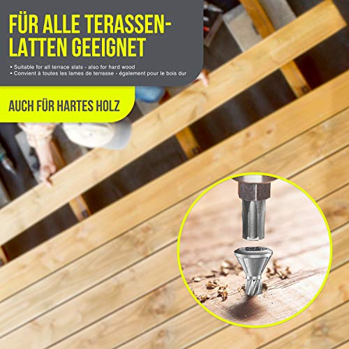 INNONEXXT® Premium Edelstahl Terrassenschrauben A2 inkl. Bit | 5,0 x 60 mm 200 Stück TX25 | Fräsrippen, Cut-Spitze… – Bild 7