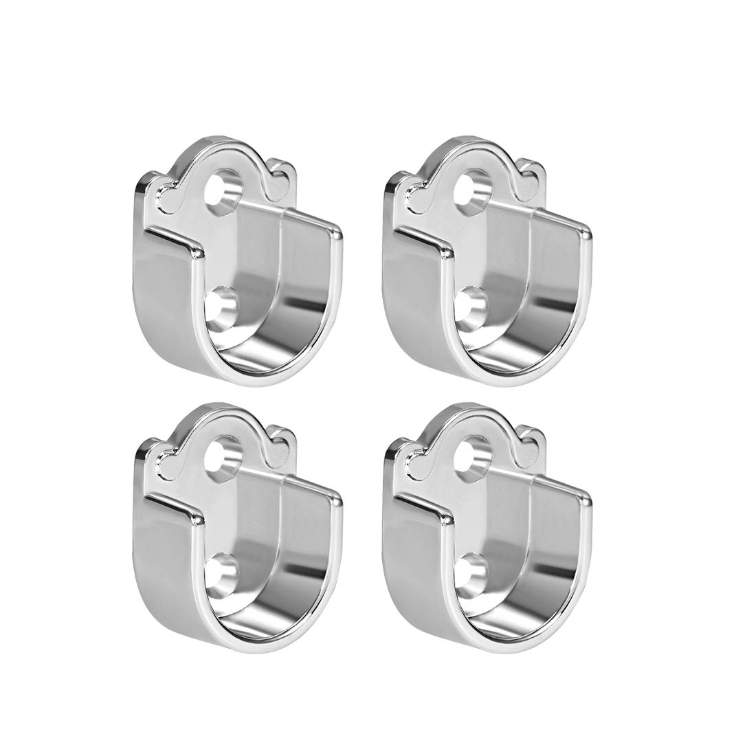 sourcing map 4pcs Zinc Alloy Wardrobe Closet Rod Bracket, Shower Curtain Rod Pole End Supports Sockets Flange Holder Fit Rod Dia 19mm
