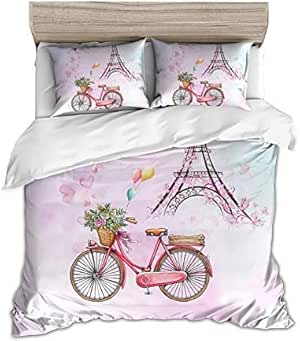 HDBUJ Funda Nórdica Y Funda De Almohada para Bicicleta Y Torre, Juego