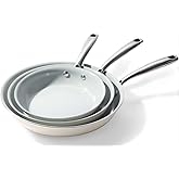 Cookersway Cookware Ceramic Nonstick Frying Pans: 3Pieces Non Stick Skillet 8 9.5 11 Inches - Healthy Egg Fry Pans - Free of PTFE,PFOA,PFAS