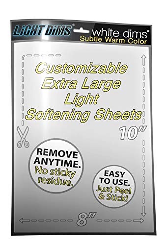LightDims White Dims Self Adhesive Dimming/Softening Sheets for Harsh LED Lights 8"x10.5" Size (1 Sheet) Subtle Warm Color