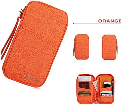 New Passport Wallet, Travel Wallet Purse Passport Organiser, Waterproof Ticket Credit ID Card Cash Holder Case for Women Men, Orange
