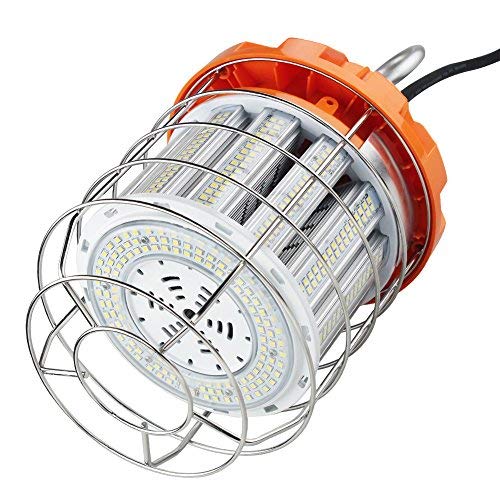 125W Led Temporary Work Light, 16800Lumen LED High Bay Light(900W Equiv) 5000K Outdoor Construction Lights with Stainless Steel Guard & Hook, LED Portable Hanging Lighting for Indoor Outdoor Jobsite
