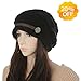 Womens Winter Thick Beanie 2-Piece Hat Scarf Set Girls Cute Pom Warm Knit Ski Hat with Fleece Lined Slouchy Skull Cap (black1, one Size)
