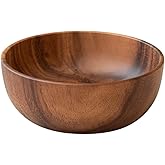 WENSHUO Acacia Wooden Serving Bowls,Serving Bowl for Fruits or Salads, Single Bowl (7.87" D × 2.95" H) 40.5 oz