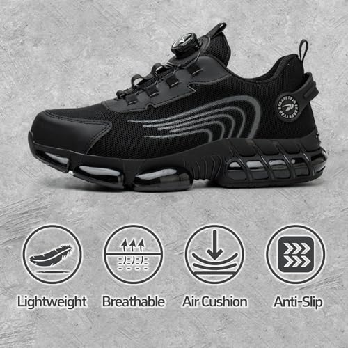 Gugifcto Safety Shoes Men Women Fashion Sneakers Non-slip Lightweight Breathable Comfortable Quick Release Safety Shoes with Steel Toe Cap 36-48 EU 36-48 EU
