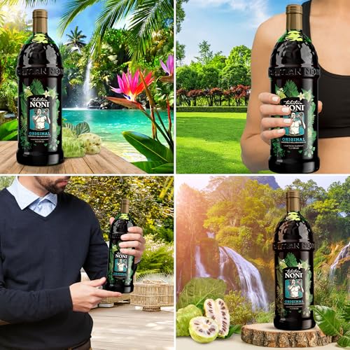 Tahitian Noni Juice by Morinda – Original Pure Noni Fruit Blend with Blueberry, Grape Extracts – Healthy Superfood Vitality Daily Wellness Drink – 4 Pack of 1L Bottle