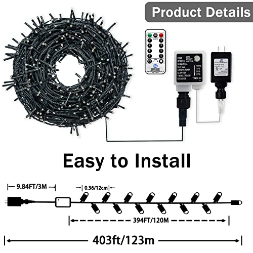 403ft Christmas String Lights Outdoor, 1000 LED Super Long String