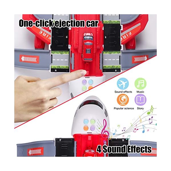 Hiveseen-Transport-Plane-Carrier-Truck-Car-Toy-Set-with-Play-Mat-6-Mini-Alloy-Diecast-Fire-Fighting-Trucks-11-Road-Signs-Music-and-Light-Transport-Cargo-Airplane-for-Kids-3-12-Years-Old Hiveseen Transport Plane, Carrier Truck Car Toy Set with Play Mat, 6 Mini Alloy Diecast Fire Fighting Trucks, 11 Road Signs, Music and Light, Transport Cargo Airplane for Kids 3-12 Years Old