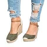 Syktkmx Womens Espadrille Platform Wedges Ankle Strap Cap Toe Mary Jane D'Orsay Heeled Sandals