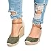 Syktkmx Womens Color Block Ankle Strap Espadrille Platform Wedge Heeled Cap Toe Sandals