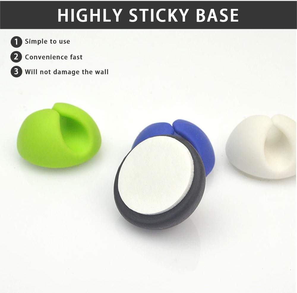 YOFASEN Cable Clips Reusable - Self Adhesive Clips Holders for Cable Management White, 10pcs - Image 4