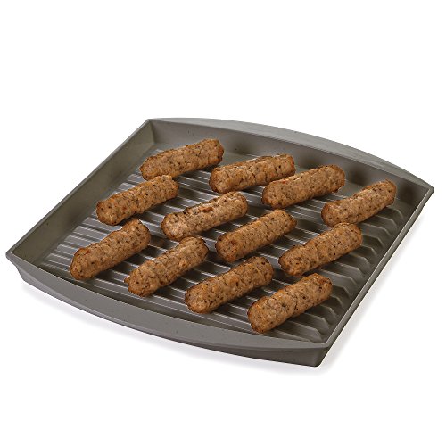 Prep Solutions by Progressive Microwave Large Bacon Grill - Gray, PS-66GY, 7-9 Strips of Bacon, Cook Frozen Snacks, Frozen Pizza, Measures 12" L x 10" W - Thumbnail 3