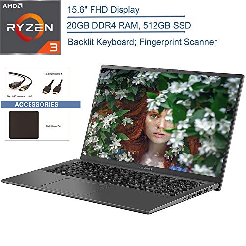 2020 ASUS VivoBook 15 15.6″ FHD Laptop Computer, AMD Ryzen 3 3200U (Beats i5-7200U) Up to 3.5GHz Processor, 20GB DDR4, 1TB SSD, AC WiFi, Windows 10 + EST Accessories