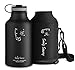 Swig Savvy Vacuum Insulated Stainless Steel Double Wall Wide Mouth Sports Water Bottle with Storage Sleeve, 64 Ounces, Black