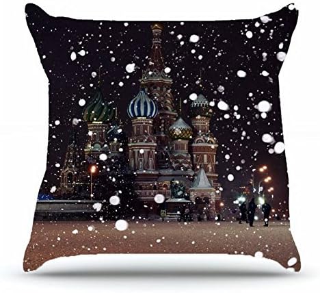 Maifkau Throw Pillowcase 18 x 18 Inches Cotton Pillow Cover Case with Hidden Zipper Decor Cushion Covers - City Russia snow night Moscow For Car