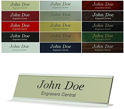 Personalized Name Plate With Wall or Office Desk Holder - 2x8 - CUSTOMIZE (Cream / Black Letters)