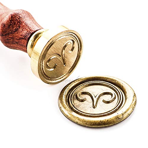 Vooseyhome The Horoscope Aries - Sign of Zodiac Wax Seal Stamp with Rosewood Handle - Ideal for Decorating Gift Packing, Envelopes, Parcels, Invitations, Scrapbook, etc