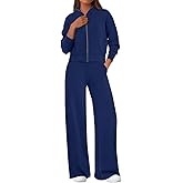 PRETTYGARDEN Womens 2 Piece Outfits Spring Sweatsuits Zip Up Sweatshirt Wide Leg Sweatpants Casual Tracksuit Lounge Sets
