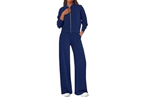 PRETTYGARDEN Women's 2 Piece Outfits Fall Sweatsuits Zip Up Sweatshirt Wide Leg Sweatpants Casual Tracksuit Lounge Sets