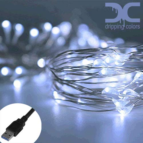 dripping colors Copper 100 LEDs USB Operated String Lights (Cool White, 10 m)