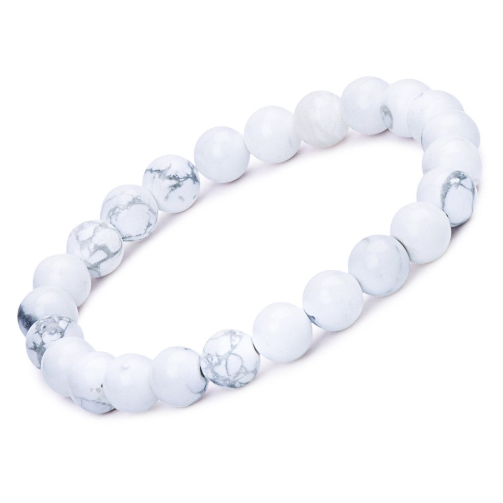 Infinite U Womens Mens Buddha Bracelet 9mm Beads Wrist Mala Energy Stone Stretch Bracelet, Therapy Yoga Meditation, White
