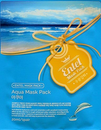 Entel Aqua Facial Mask Sheet Pack Korea Beauty Face Natural Essense Skin Care 10Pcs