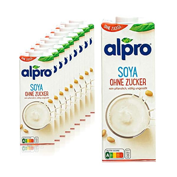 Alpro - 10er Pack Sojadrink ohne Zucker 1 Liter - Soja Soya Drink ungesüßt 100 % pflanzlich
