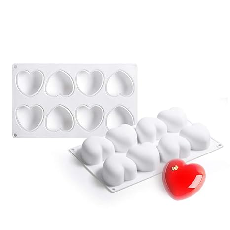 Joyeee Silikon Backform | Mousse-Kuchenform für Muffins, Brownies, Schokolade, Gelee, Pudding, Seife, Cupcake - 3D Herzen Sil