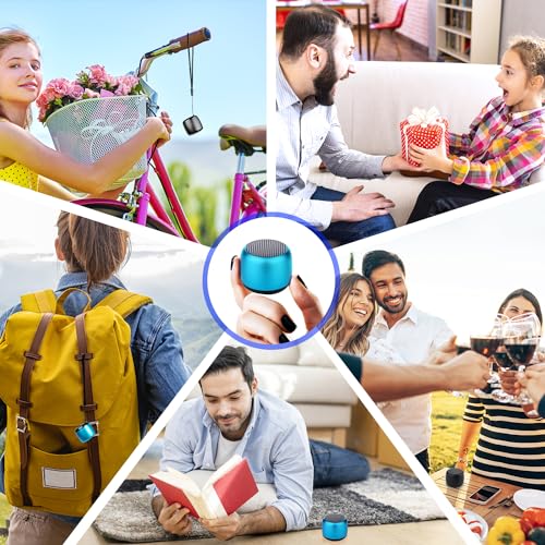 KJLAND 2 Pack Small Portable Bluetooth Speakers Wireless with Loud Stereo Sound, Multi-Functional Mini Bluetooth Speaker Rechargeable for Travel Home Office Outdoor Hiking(Black&Blue)