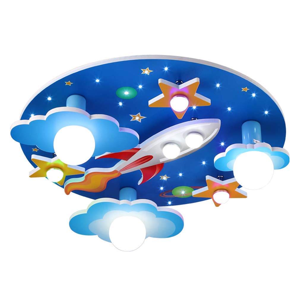 Ceiling Light Kids Lamp LED Ceiling Lamp / E27x3, E14x2 Included Light Bulb / Rocket Chandelier Kids Room Spotlights Boy Girl Bedroom Ceiling Lighting (With Remote Control) Ø61cm[Energy Class A ++]
