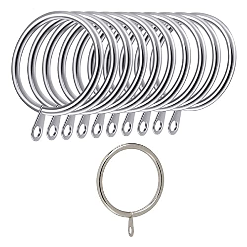 iPEAK Curtain Rings Hooks, Metal Curtain Rings Hanging Hooks For Curtain Rods Holder Pole, 30mm Internal Diameter (48 Pack Silver)
