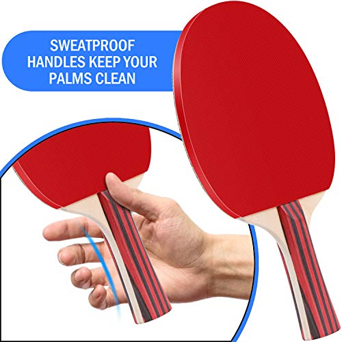 Professional Ping Pong Paddle Set - 2 Rackets, 3 Balls & Case For All Skill Levels