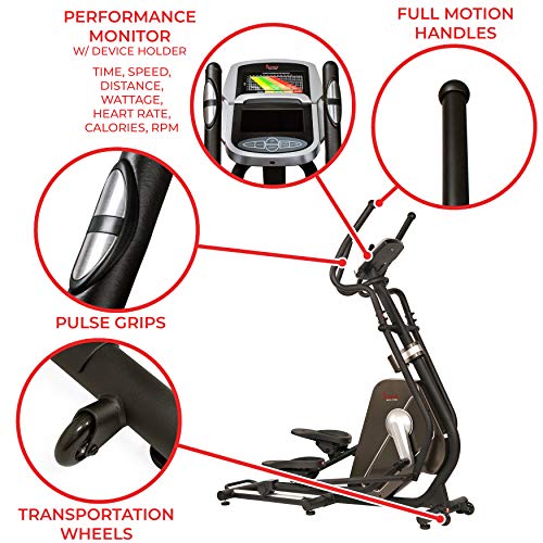 Sunny Health & Fitness Magnetic Elliptical Trainer Machine w/Tablet Holder, LCD Monitor, 265 LB Max Weight and Pulse Monitoring - Circuit Zone Sunny Health & Fitness Magnetic Elliptical Trainer Machine w/Tablet Holder, LCD Monitor, 265 LB Max Weight and Pulse Monitoring - Circuit Zone