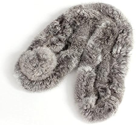 LUQUAN Fashion Rabbit Fur Short Collar Neck Warmer Scarf Warm Wrap Gray