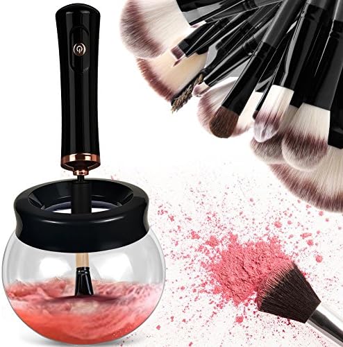 Makeup Brush Cleaner, Electric Automatic Spinning Makeup Brush Cleaner Kit and Dryer Machine 360 Rotation Clean and Dry All Your Makeup Brushes in Seconds by Yueshion (Noble Black)