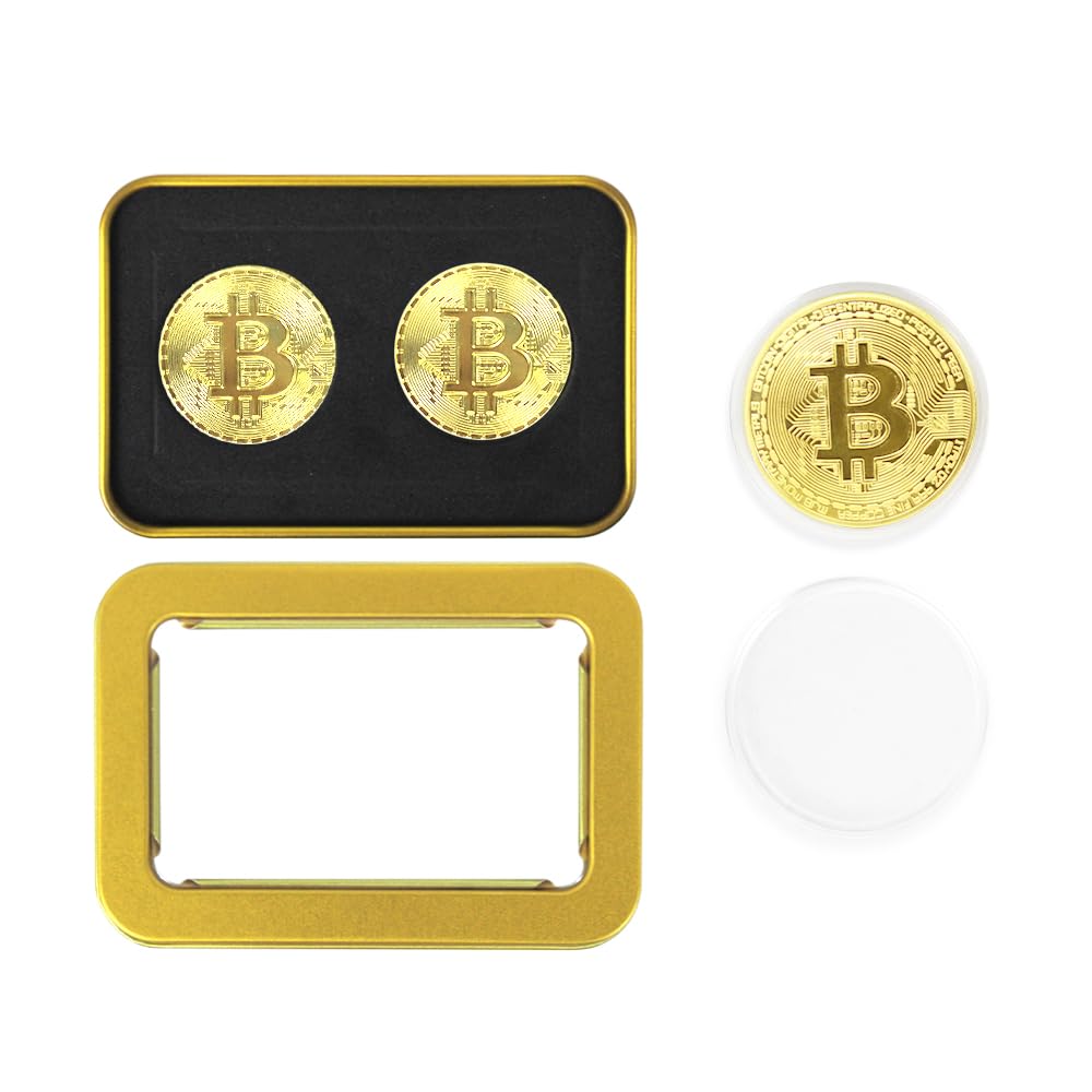 Scott Edward 2pcs Bitcoin Golf Ball Marker with Magnetic Hat Clip, Unique Golf Gift Ideas for Men and Women Golfer Golf Accessories Removable Attaches Easily to Golf Cap (Bitcoin & 2 Ball Markers)
