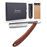 Straight Razor Kit with Strop - Straight Edge Razor Natural Wood Scale – Sharp, High Hardness Carbon Steel Cutthroat Straight