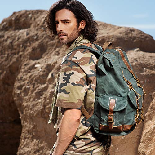 BRASS TACKS Leathercraft Men's Heavy Duty Waxed Canvas Vintage Backpack