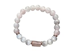 Rose Quartz and Selenite Crystal Bead Bracelet