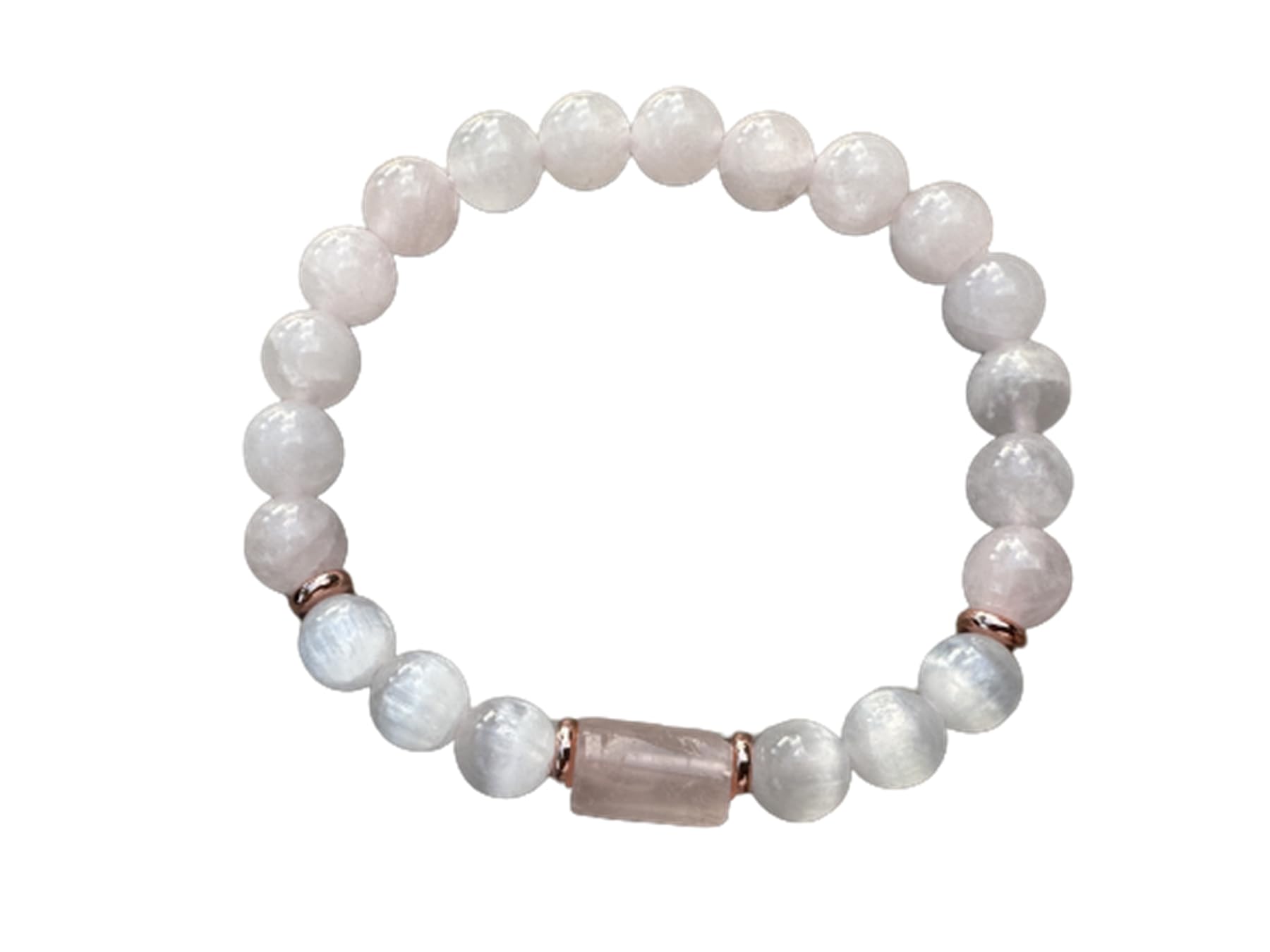 Rose Quartz and Selenite Crystal Bead Bracelet