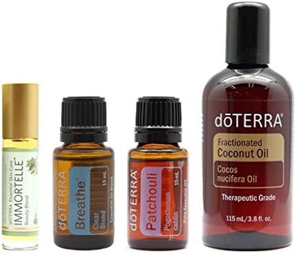doTERRA Essential Oil New Package (100% authentic) - doTERRA Immortelle Roll On 10ml + doTERRA Breathe 15ml + doTERRA Patchoul 15ml + doTERRA Fractionated Coconut Oil 115ml - Free Expedited shipping